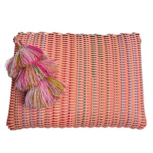 SQUEEZE DE CITRON PEACH WEAVE PLASTIC CAY BAG CLUTCH PURSE $98